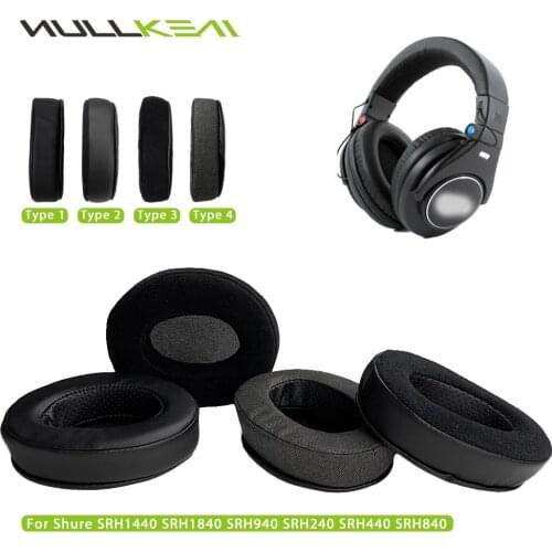 Nullkeai Replacement Earpads for Shure SRH1440 SRH1840 SRH940 SRH240 SRH440 SRH840 Headphones Thicken Leather Velvet Velour