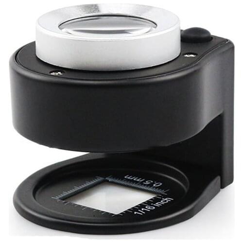 30X Loupe Magnifier with Scale, 6 LED and Light Portable Desktop Metal Loupe Magnifying Glass for Textile Currency Jewelry