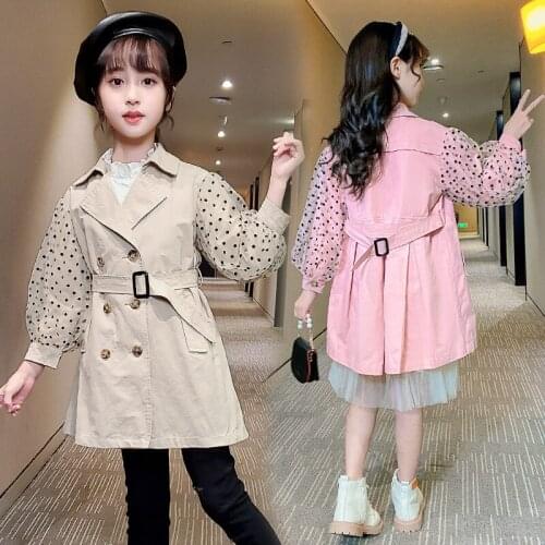 Girls Babys Kids Windbreaker Coat Jacket Outwear 2021 Dots Spring Autumn Overcoat Top Cardigan Party Outdoor Childrens Clothin