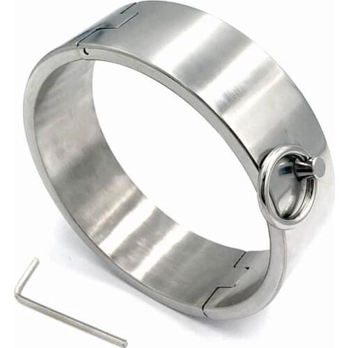 4cm High Heavy Stainless Steel Neck Collar Restraints BDSM Lockable Choker Adult Games Slave Bondage Sex Toys For Couples