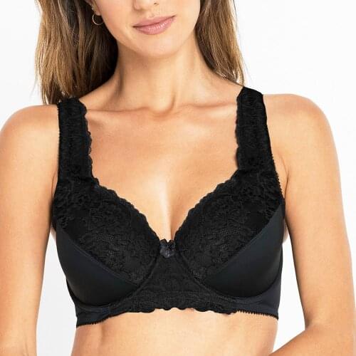 Big Size Women Full Coverage Non-padded Underwire Lace Embroidery Minimizer Bra 34 36 38 40 42 44 46 48 50 52 F G H I