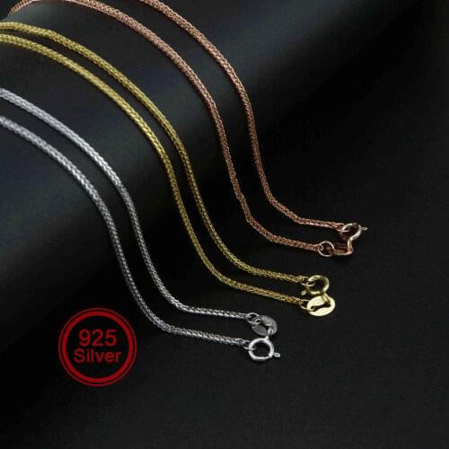 1Pcs 1.5MM Thick 16-22Inches Rose Gold Plated Solid 925 Sterling Silver Cable Chain Necklace DIY Supplies Findings 1320006