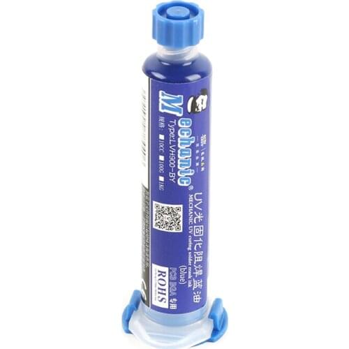 10CC Blue UV Curable SOLDER MASK PCB Insulated prevent short circuit Soldering Paste Flux Cream Welding Fluxes Oil+needle