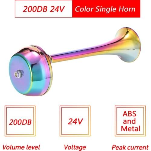 12V/24V 200dB Single Trumpet Car Horns Super Loud Chrome Trumpet Truck Train Car Loud Colorful Horn Cars Automobiles Train