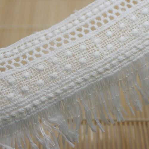 14 yds 7.0 cm Off White Lace Trims for Dress Tassel Applique Costume Trimmings Home Textiles Sewing Lace Fabric