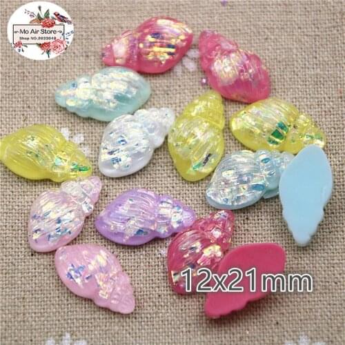 20pcs 12x21mm bling shiny conch resin flatback cabochon DIY jewelry/phone decoration hair bow center