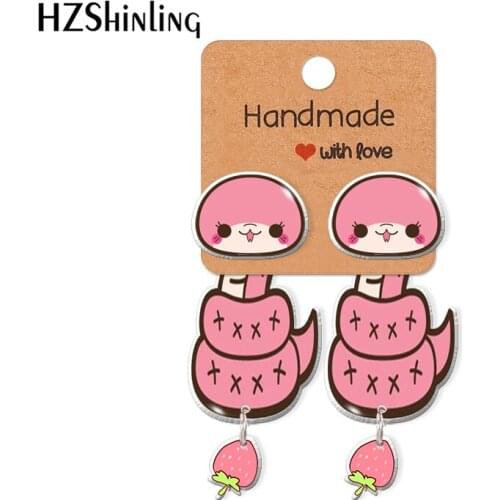 2021 New Valentine Snake Acrylic Stud Earring Animal Epoxy Resin Jewelry Handmade Items Gifts Girl