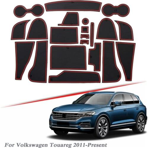 21pcs Car Styling For Volkswagen Tourareg 2011-2020 Latex Gate slot pad Interior Door Groove Mat Non-slip dust Auto Accessory
