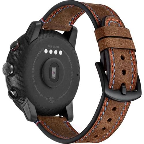 22mm Genuine Leather Watch Band For Huawei Watch GT 1/2 Replacement Brown Leather Sport Bands Men Vintage Wrist Strap