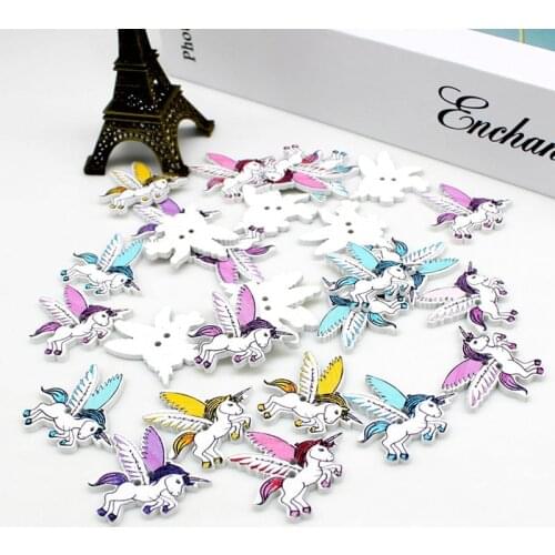 40pcs/lot Wood Buttons Cartoon horse 2 Holes Wooden Buttons Clothing Flatback buttons Sewing accessories Scrapbooking