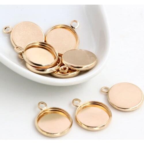 50pcs/Lot 12mm Inner Size Bronze Silver Rhodium KC Gold Colors Plated High Quality Iron Material Fit 12mm Cabochons Pendant Tray