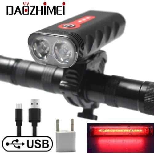 5000LM Waterproof Bike XM-L2 Headlight 5 Modes Built-in Battery Headlight USB Rechargeable Bicycle Front Lamp outdoor Flashlight