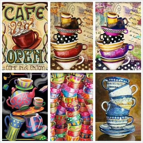5d DIY Diamond Embroidery Color Coffee Cup Cartoon Full Circle/Square Diamond Painting Mosaic Cross Stitch Home Decoration