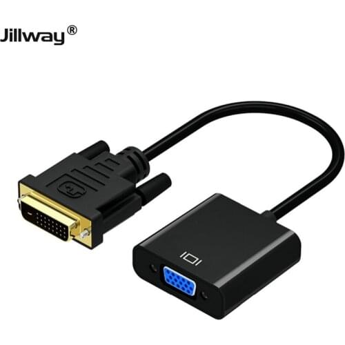 Jillway DVI to VGA Adapter DVI-D to VGA 1080P Adapter Converter 24+1 Video Cable Converter Male to Female Adapter