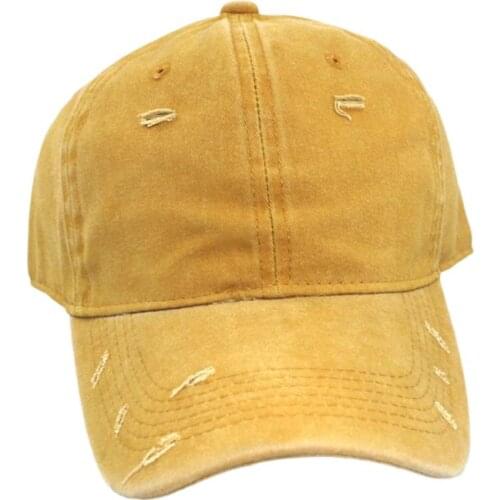 Unisex Vintage Washed Baseball Cap Distressed Ripped Solid Color Sun Visor Hat A0NF