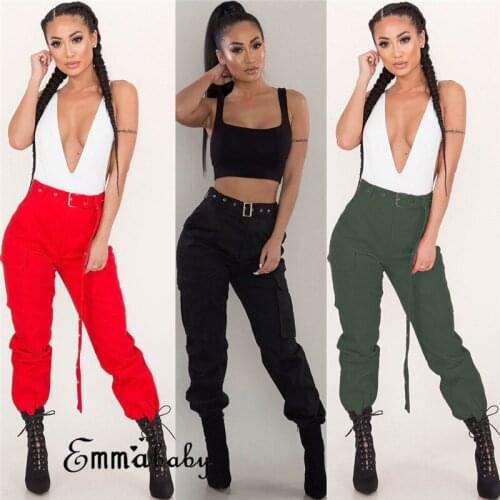Women Fashion Loose Cargo Pants Trousers High Waist harajuku pantalon femme dames Streetwear