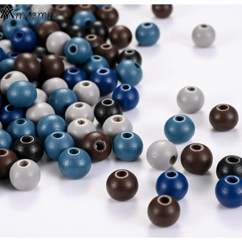 100/300Pcs 10mm Wooden Beads Colorful Smooth Natural Eco-Friendly Beads For Craft Bead Jewelry Making Accessories DIY Beading