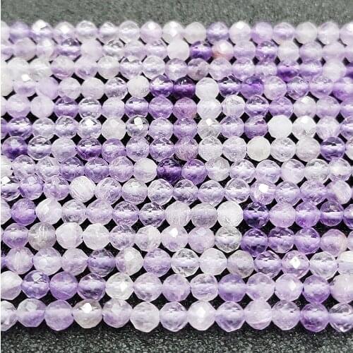 Natural Stone Loose Beads Beaded 3mm Amethyst Round Faceted Bead Making DIY Bracelet Necklace Earrings Jewelry Accessories