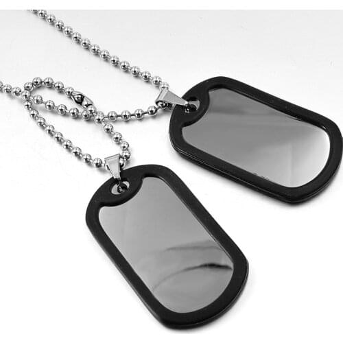 CHIMDOU Army Tactical Style Stainless Steel 2 Dog Tag Chain Men Pendant Necklace Jewelry Smooth metal stamping blanks