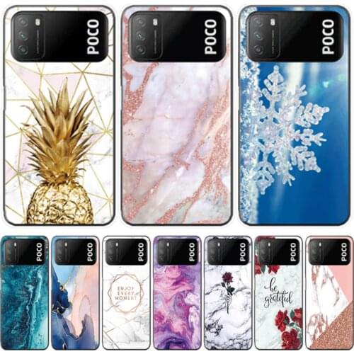 Phone case For Xiaomi Poco M3 Silicon Soft Back Cover For Xiaomi Poco m3 PocoM3 M 3 6.53 inch Marble Transparent Coque Shell