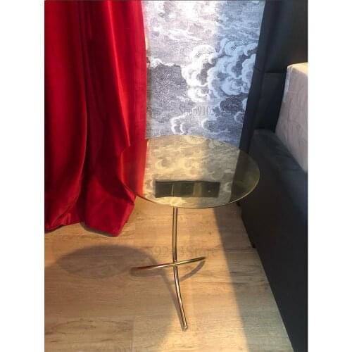 Designer Coffee Table Simple Nordic Round Sofa Side Table Golden Creative Corner Table Side Table Stainless Steel Small Coffee T