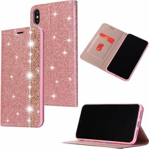 Dower Me Bling Diamond Glitter Magnetic Wallet Flip Leather Card Slot Holder Case Cover For Iphone XS Max XR X 8 7 6 Plus 5 5S