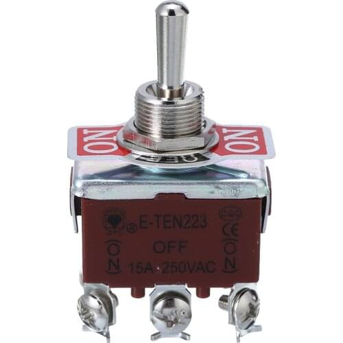 1pc Mayitr Electric Toggle Switch 6 Pin DPDT 3 Position Momentary (ON)-OFF-(ON) Switches With Waterproof Cap AC 250V 15A