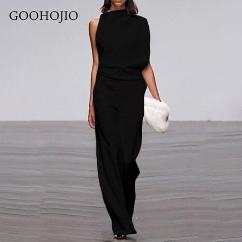 GOOHOJIO 2021 Spring Autumn New Solid Color High Waist Jumpsuit Women Profession Temperament Women Jumpsuit Chic Rompers Women