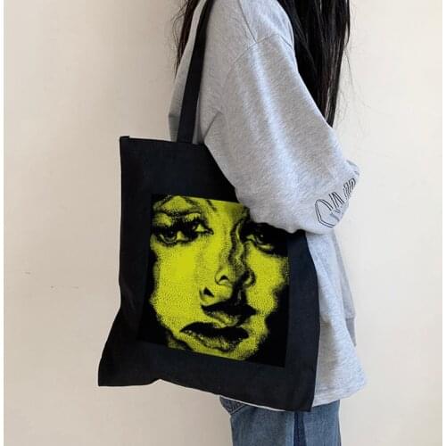 Gothic women canvas bag punk Vintage large capacity ins horror Cartoon casual dark shopper bag y2k Ulzzang women shoulder bags