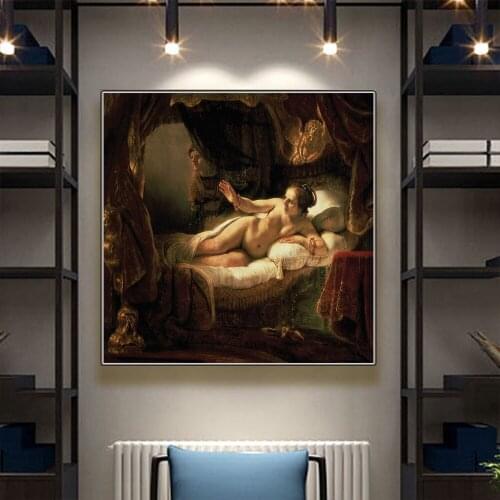 Citon Canvas Rembrandt《Danaë》Art Oil painting Artwork Poster Picture Modern Wall decor Home Living room Decoration