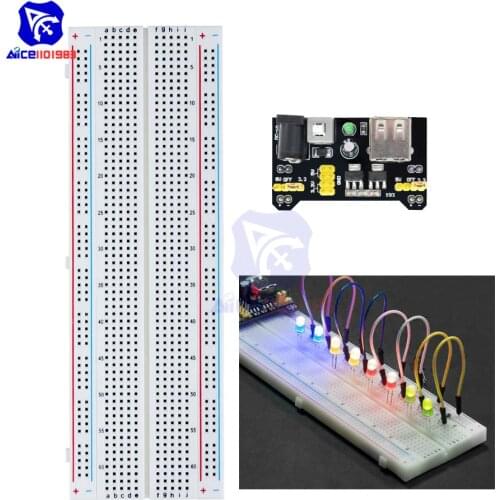 Diymore Breadboard 830 Tie Point Solderless Prototype PCB Board with MB-102 MB102 Power Supply Module for Arduino