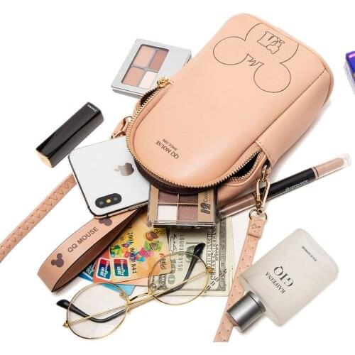 Fashion New Women Mini Bag Cartoon Design Cell Phone Bags Ladies Shoulder Bag Card Holder With Wrist Strap Bolsas De Hombro