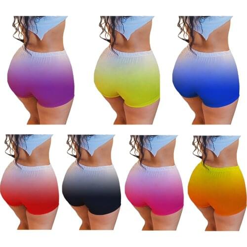 Fashion Ladies Summer Breathable Hot Women Personalized Gradient Color Casual Short Shorts for Outdoor Fitness Skinny Slim