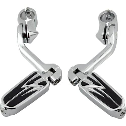 Motorcycle 1-1/4" 32mm Foot Rests Footpeg Clamps Long Angled Highway Engine Guard Footrest For Harley Electra Glide Road Glide