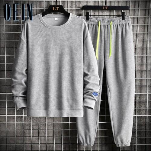 2021 Fleece Sweatshirt + Pants Set Men Jogger Tracksuit Solid Sweatpants Sweatshirt Woman Pullover Fashion Brand Men Casual Sets