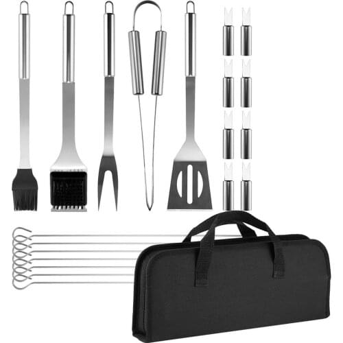 20pcs BBQ Grill Tool Set Stainless Steel Barbecue Grill Accessories Utensils Kit in Portable Case Ideal Grilling Gift for Dad