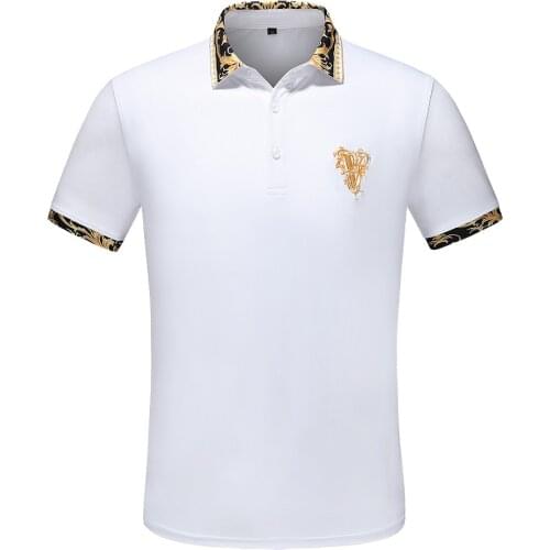 2020 New Gold Floral Printed T-Shirt Men Short Sleeve Fashion Man Streetwear Tops Slim Modal Cotton Camiseta Masculina