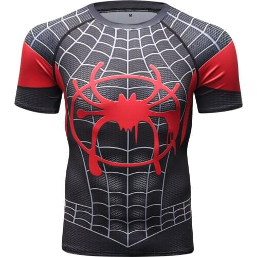 2021 Summer New Fitness Short Sleeve Sports Jerseys Tight Mens Digital Sublimation Printed Running Tshirt Breathable