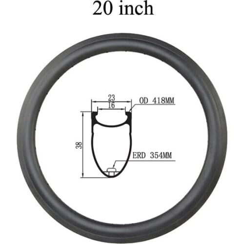 20 inch 406 BMX freestyle Carbon Rim 20er folding bike rim 20er 23mm wide 38mm depth Clincher rim ERD 354mm Bicycle Motocross