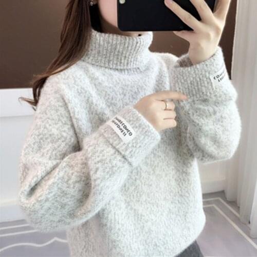 Lazy Wind Pullover Sweater Women 2020 New Autumn Winter Korean Fashion Loose Thicken Solid Color All-Match Knitting Sweater A385
