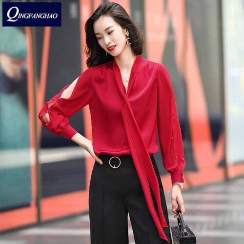 QingFangHao Womens Red Shirts