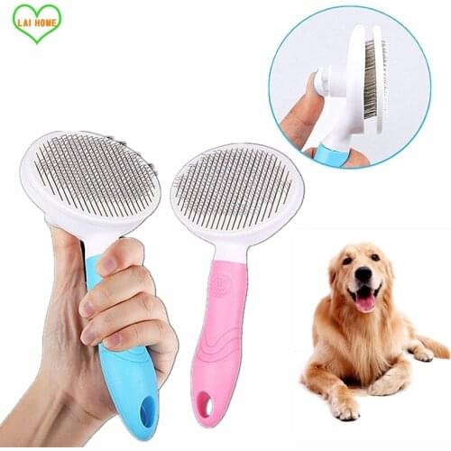Dog Cat Hair Brush Comb Clean Pet Fur Shedding Tool Brush Comb Quick Clean Short Long Hair Grooming Hair Removal Accessories