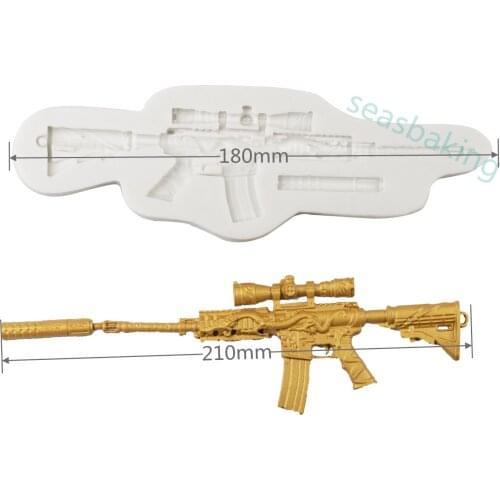 Assault Rifle Silicone Mold Resin Kitchen Baking Tools DIY Birthday Present Cake Chocolate Fondant Moulds Dessert Pastry