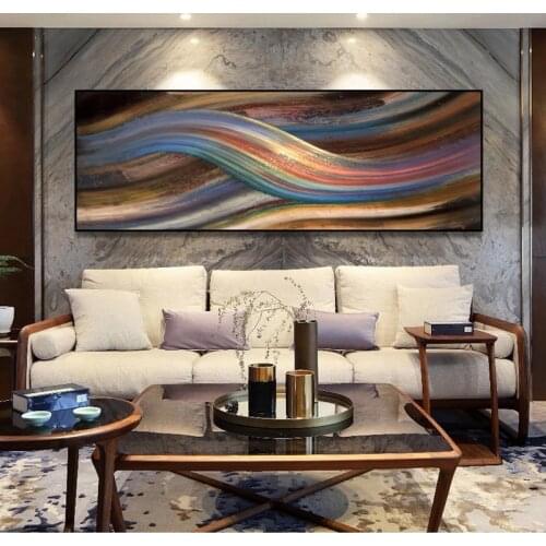 Modern Abstract Rainbow Oil Painting on Canvas Posters and Prints Wall Art Painting Abstract Ribbon Picture for Living Room Deco