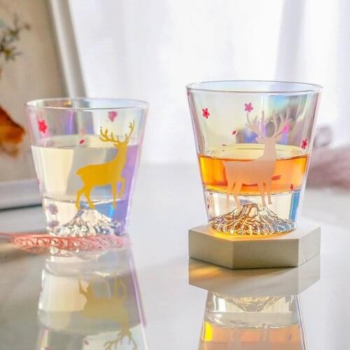 Japanese-style colorful volcanic bottom glass of Mount Fuji online celebrity Snow Mountain Cup creative whisky glass