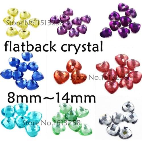 8mm 10mm 12mm 14mm Heart Glass Crystal Rich Colors To Choose heart Crystal HotFix FlatBack Rhinestones DIY clothing accessories