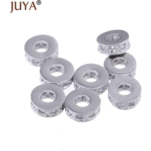 Gold Rose gold Color Copper Metal Zircon Rhinestone Small 7mm Spacer Beads for Handmade DIY Jewelry Making Accessories