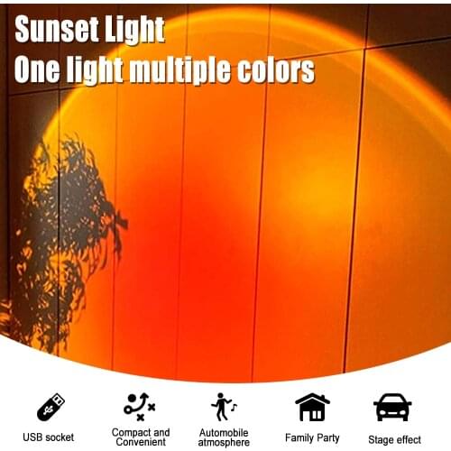 Led Sunset Light USB Rainbow Bulb Table Lamp Colorful Wall Lamp Projector Night Light Atmosphere Fancy Decoration Lighting