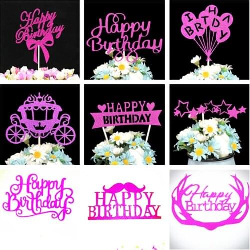 Happy Birthday Cake Topper Sweet 16 Party Decoration Cake Cupcake Topper Babyshower Decoration Party Favors Cake Topper Birthday