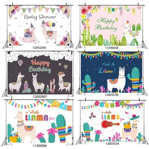 Alpaca Llama Happy Birthay Party Background Decortion For Kids Baby Shower Party Decoration Supplies BR47